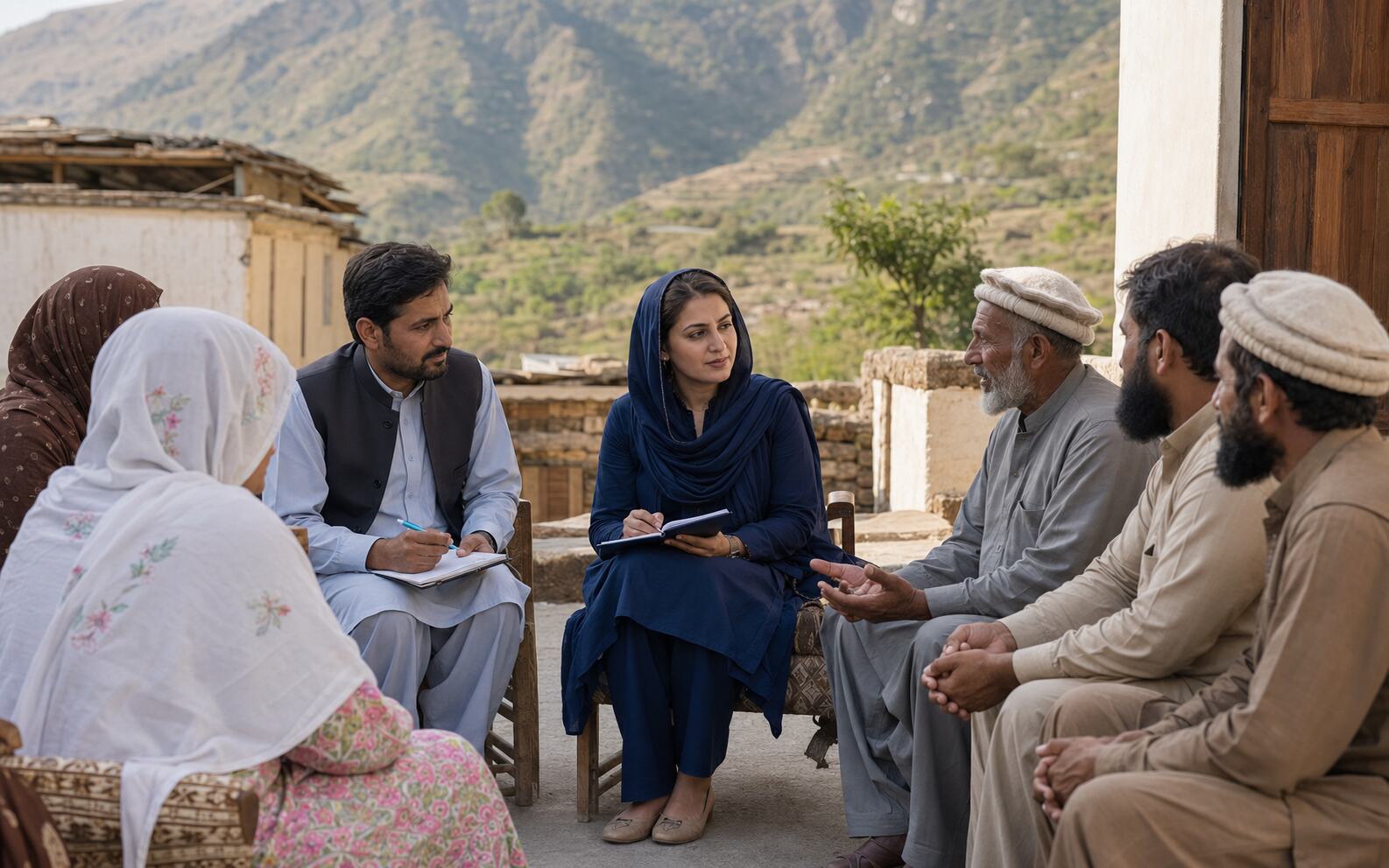 SIS professionals consulting with a community in Pakistan